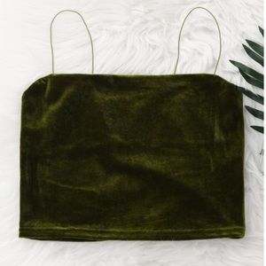 Olive green cropped tank top
